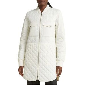 Zella Longline Quilted Bomber Jacket Recycled Polyester Cream Off White Medium